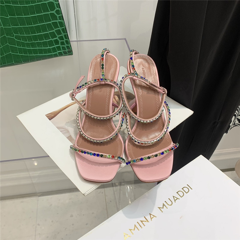 Amina Muaddi Dupes rhinestone heeled sandals