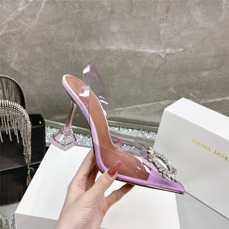 Amina Replica rhinestone buckle heeled slides