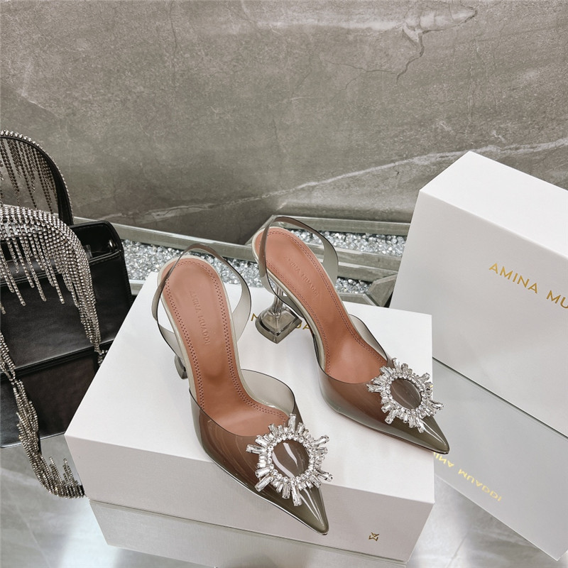 Amina Replica rhinestone buckle heeled slides