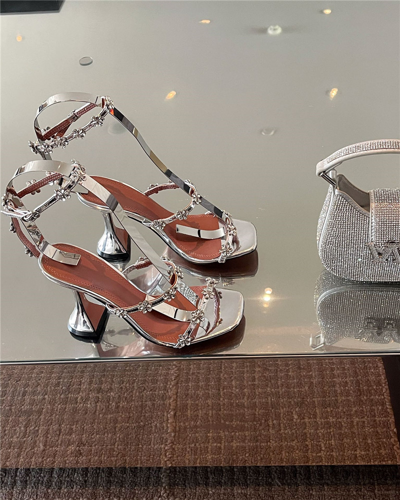 Amina Muaddi Crystal Heels Wine Glass Heel Sandals
