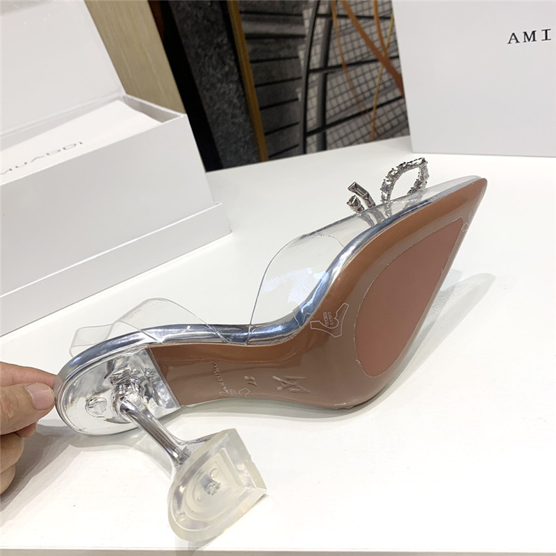 amina muaddi crystal heel pumps