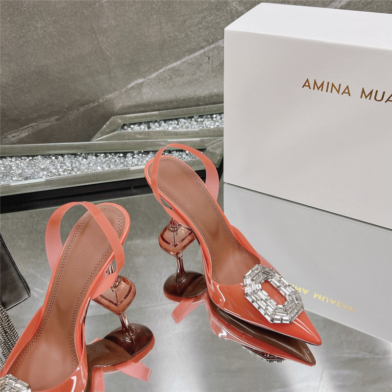 AMINA MUADDI rhinestone buckle heeled sandals