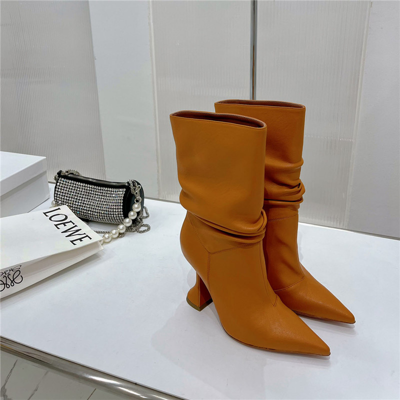 amina muaddi leather ankle boots