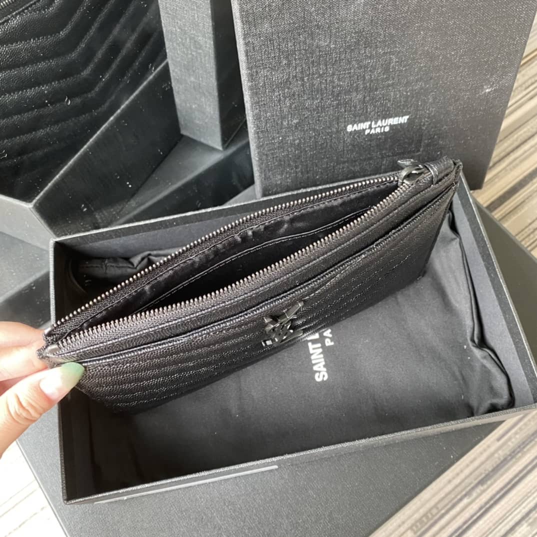 YSL Clutch Replica Monogram Bill Pouch Black Metal
