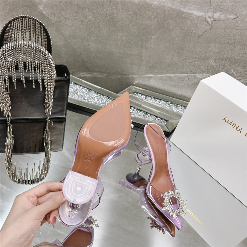 Amina Replica rhinestone buckle heeled slides