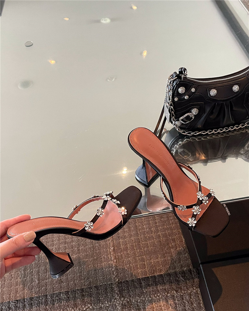 Amina Muaddi Crystal Heels Wine Glass Heel Sandals