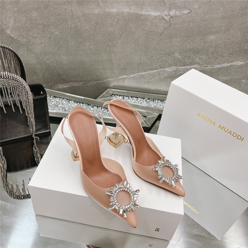 Amina Replica rhinestone buckle heeled slides