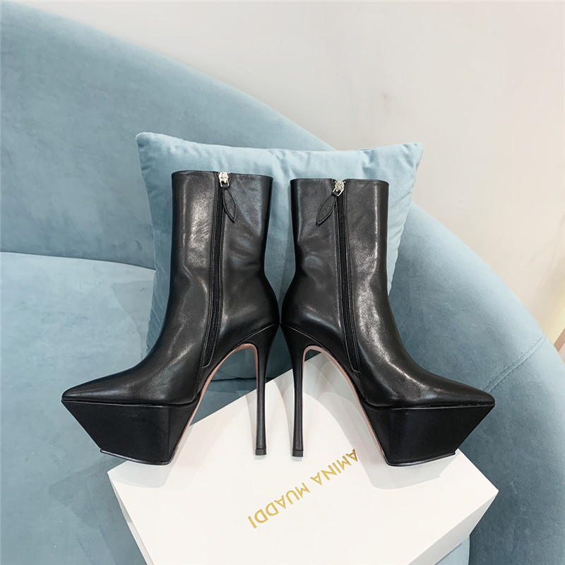 amina muaddi pointed toe heeled booties