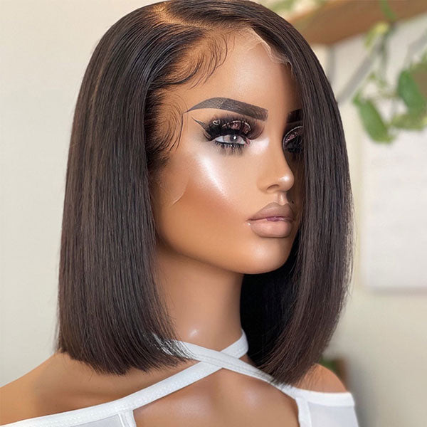 C Part Straight Bob Wig C Shaped Side Part Short Human Hair Lace Wig
