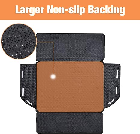 PETICON SUV Cargo Liner for Dogs, Waterproof Pet Cargo Cover Dog Seat Cover Mat for SUVs Sedans Vans with Bumper Flap Protector, Non-Slip, Large Size Universal Fit, Black