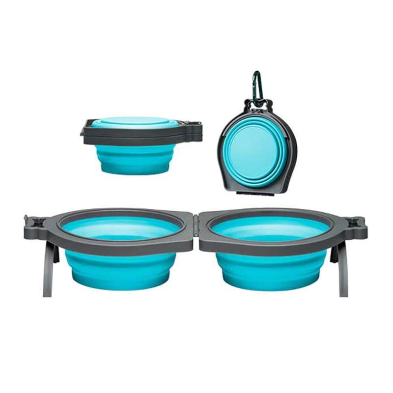 Loving Pets Blue Bella Roma Travel Double Diner Bowl