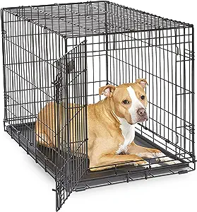 MidWest Homes for Pets Newly Enhanced Single & Double Door iCrate Dog Crate, Includes Leak-Proof Pan, Floor Protecting Feet , Divider Panel & New Patented Features