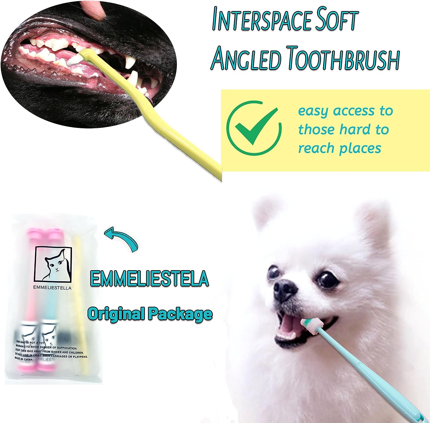 Emmeliestella Small dog & Cat Toothbrush 360 Degree Soft Silicone