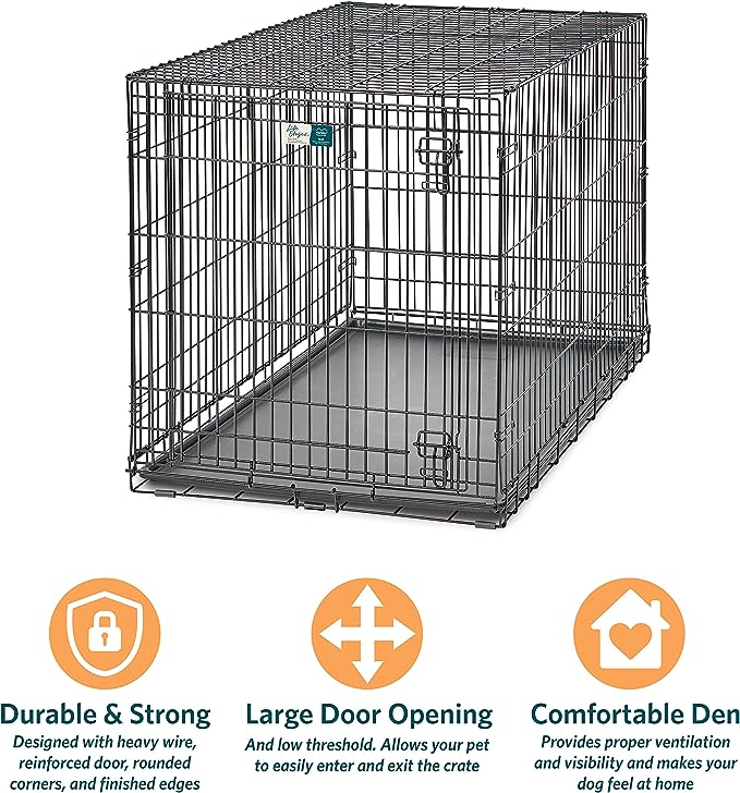MidWest Homes for Pets Newly Enhanced Single & Double Door iCrate Dog Crate, Includes Leak-Proof Pan, Floor Protecting Feet, Divider Panel & New Patented Features