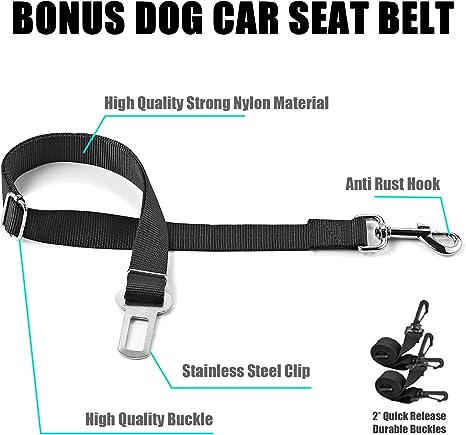 AULDEY Dog Car Seat Cover,Waterproof with Mesh Window and Storage Pocket,Durable Scratchproof Nonslip Dog Car Hammock with Universal Size Fits for Cars/Trucks/SUV