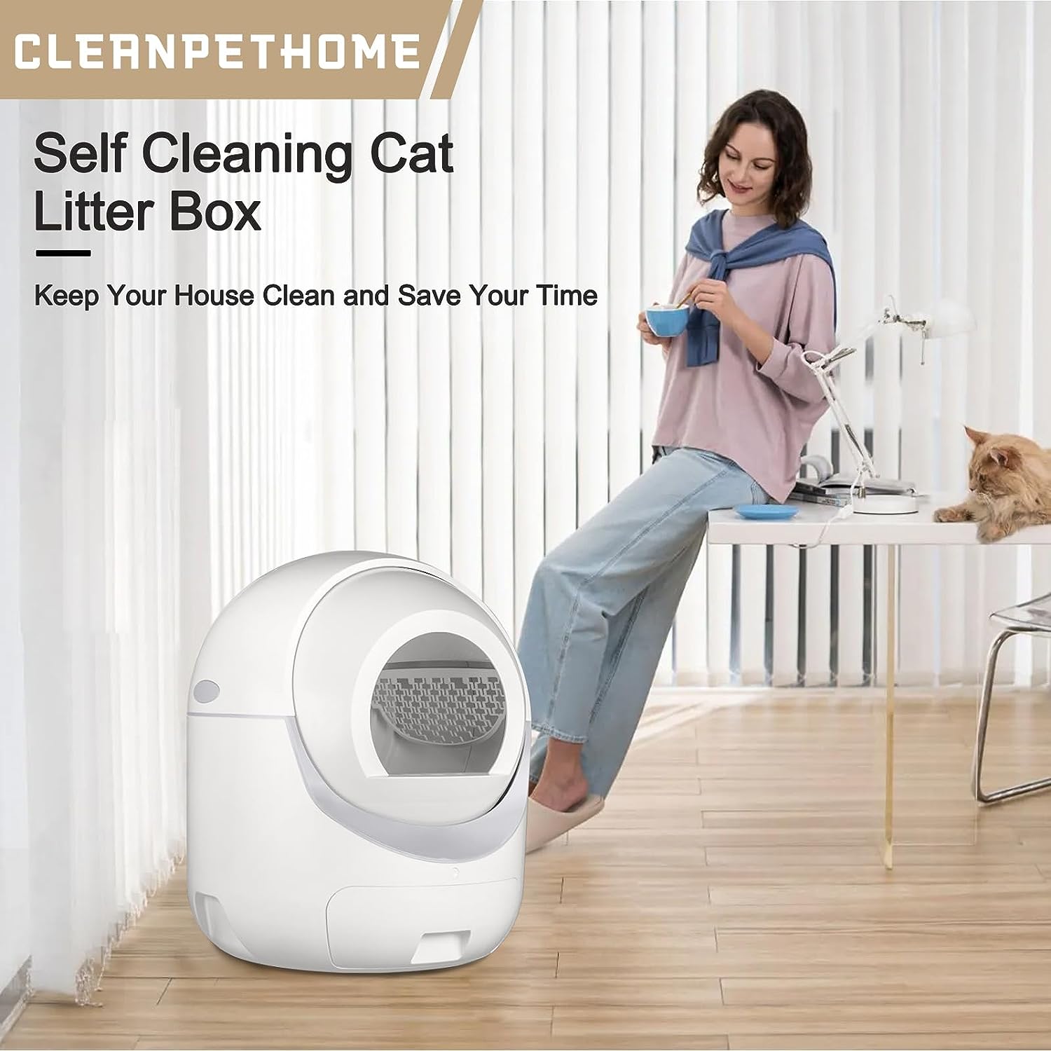 Cleanpethome Self Cleaning Cat Litter Box