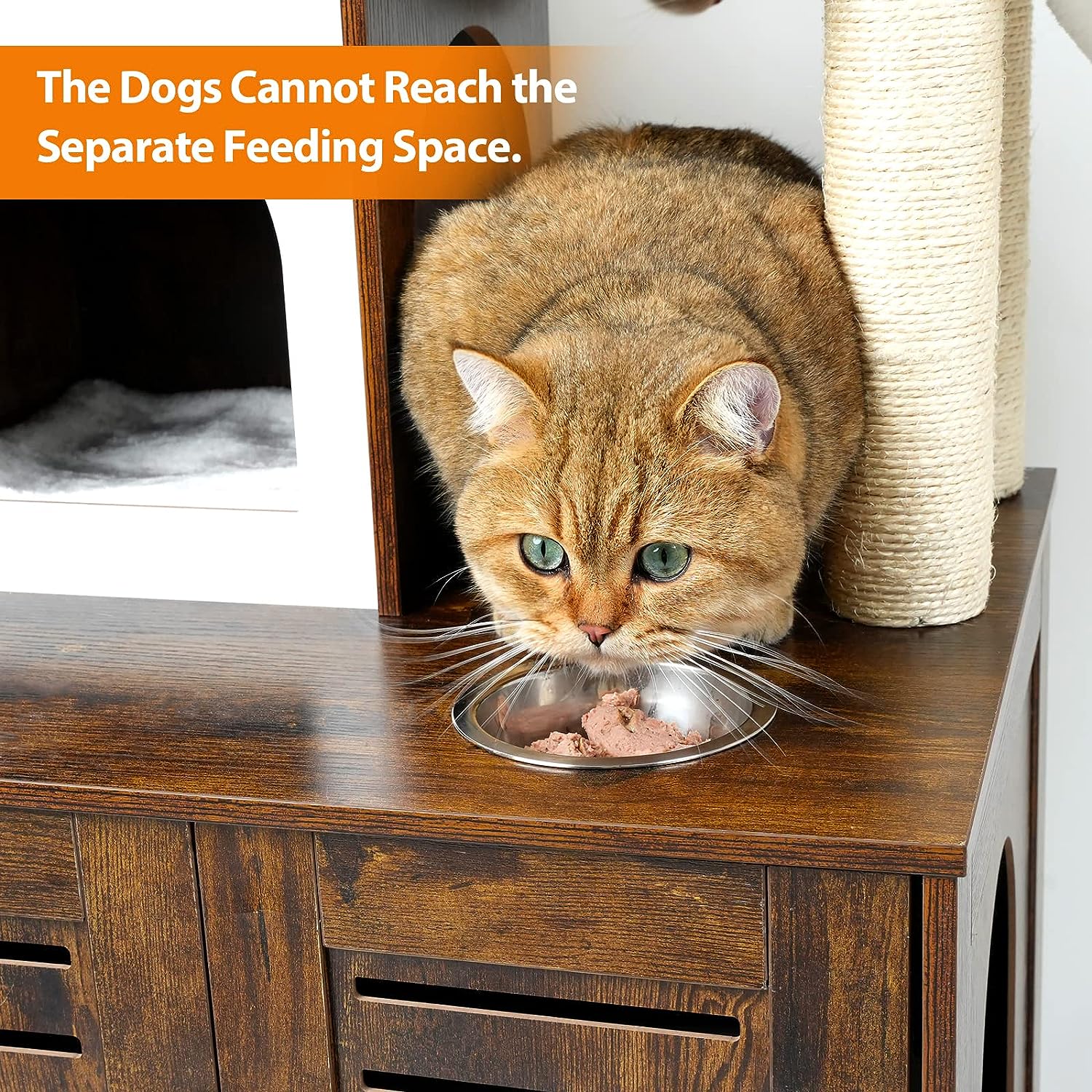 HONCET Cat Tree with Litter Box Enclosure