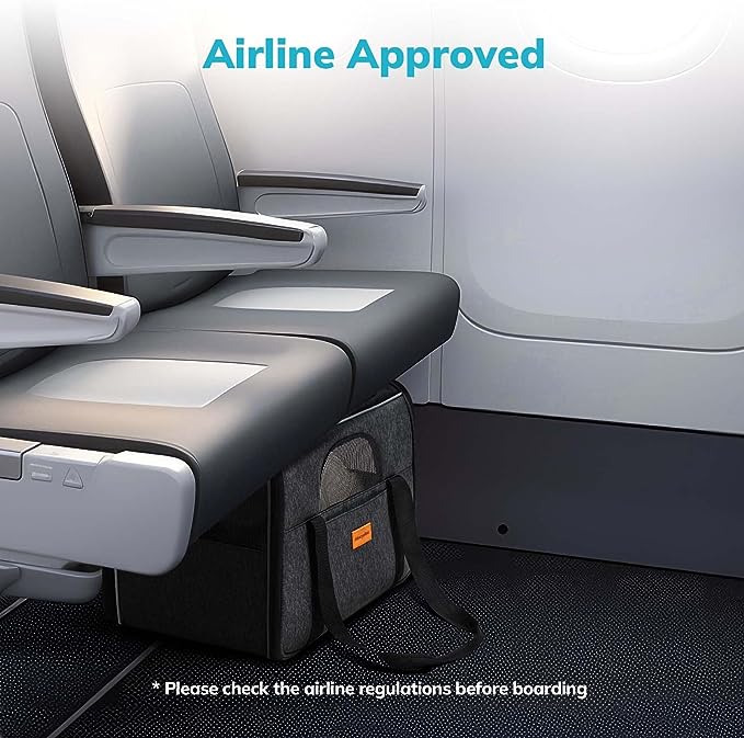 Pet Travel Carrier Bag, Morpilot Portable Pet Bag - Folding Fabric Pet Carrier, Travel Carrier Bag for Dogs or Cats, Pet Cage with Locking Safety Zippers, Foldable Bowl, Airline Approved