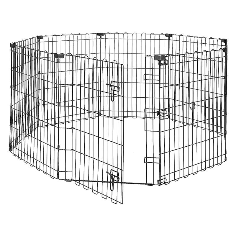Amazon Basics - Octagonal Foldable Metal Exercise Pet Play Pen for Dogs, Fence Pen, Single Door, Small, 60 x 60 x 30 Inches, Black