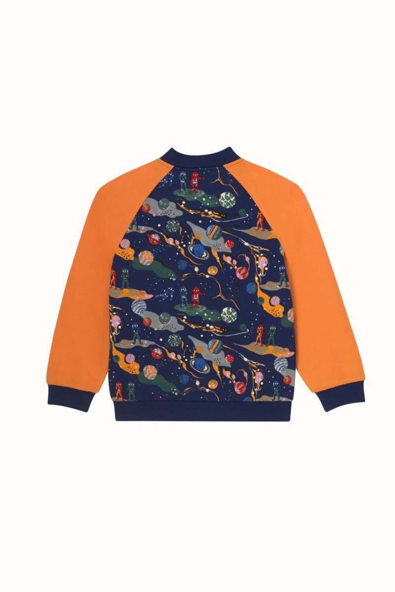Marble Space Contrast Sleeve Bomber Jacket (1-10 Years)