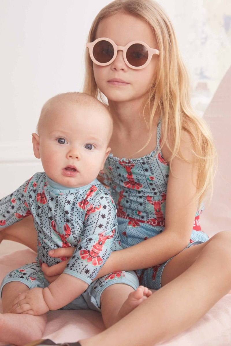 Lobster & Rose Printed Cross Back Swimsuit (1-10 Years)