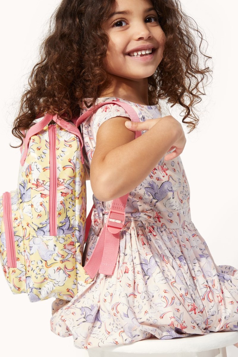 Unicorn Kids Yellow Classic Large Backpack with Mesh Pocket