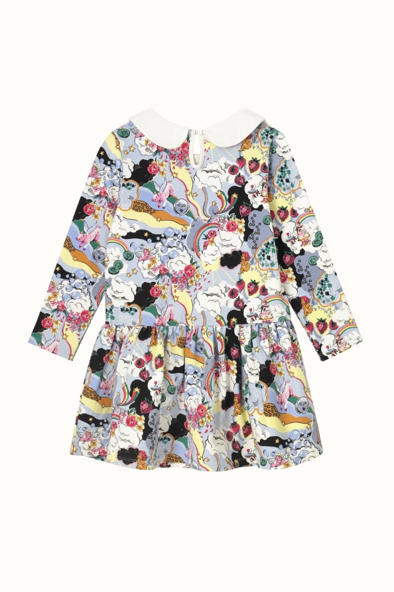 Self Care Ditsy Long Sleeve Collar Sweat Dress (2-10 Years)