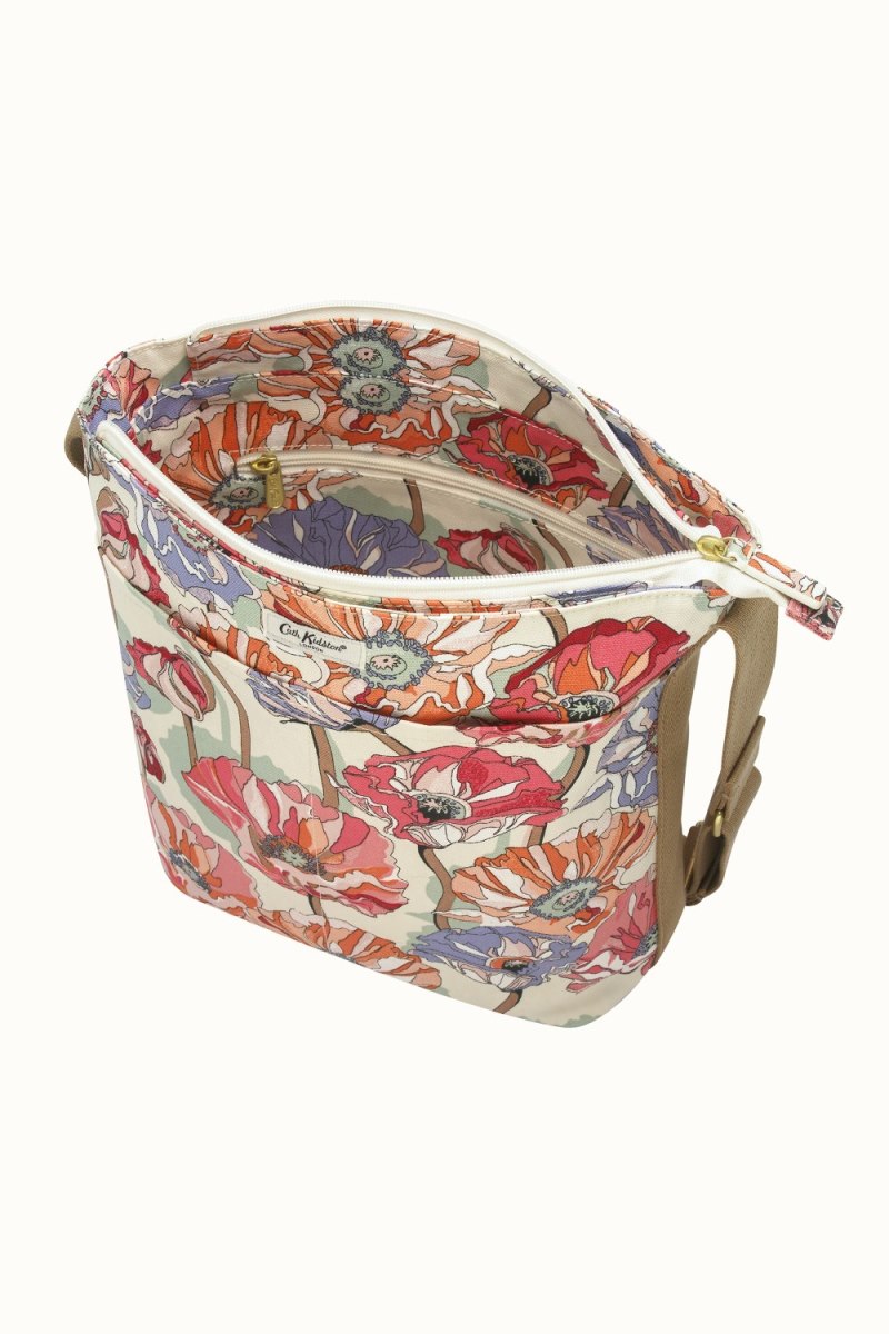 Summer Poppy Midscale Zipped Messenger Bag