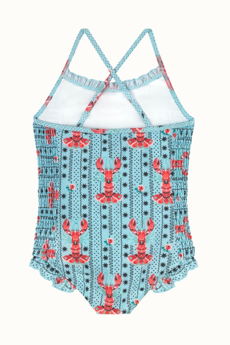 Lobster & Rose Printed Cross Back Swimsuit (1-10 Years)