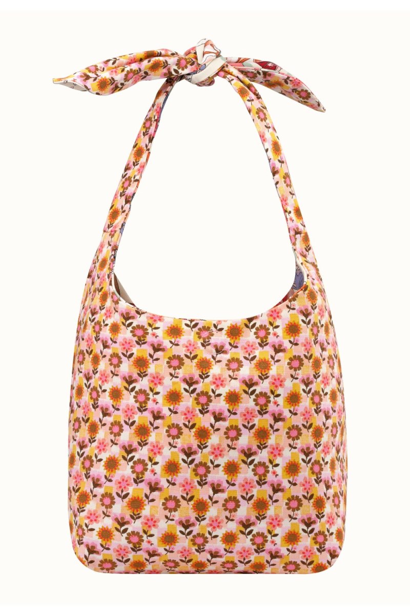 Summer Poppy Midscale Mini Reversible Knotted Shopper