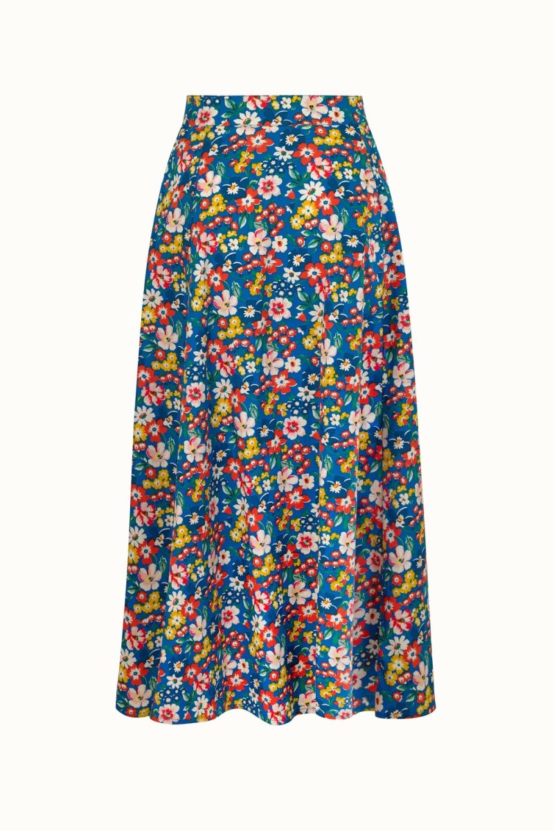 Portland Flowers Button-through Midi Skirt
