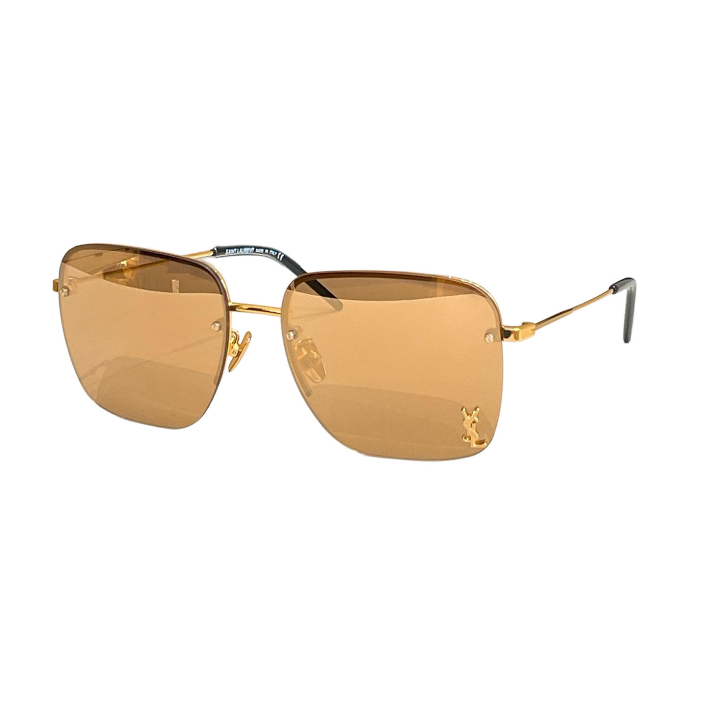 Saint Laurent square frame glasses black gold/sand brown/purple silver/gun black/brown/apricot color Size 57口15-140