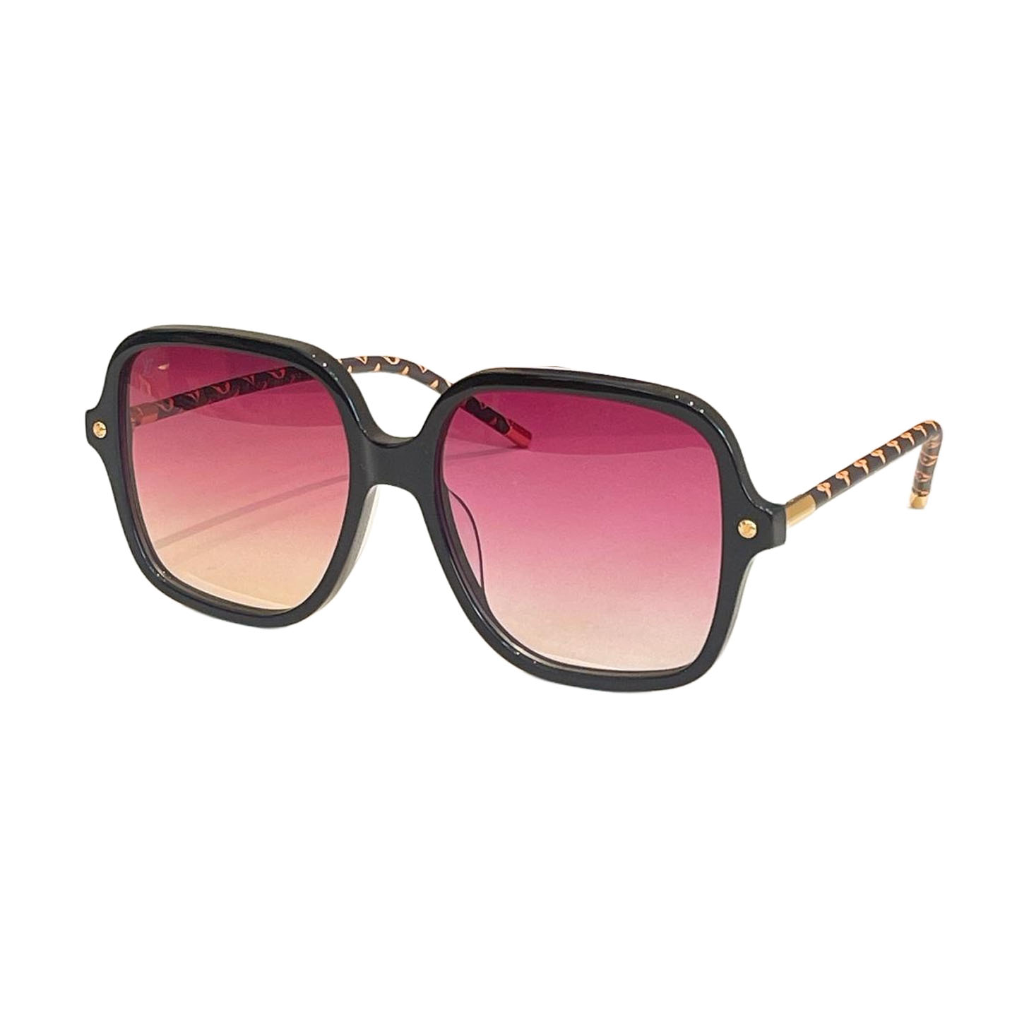 Louis Vuitton square frame glasses cerise/blue/white/leopard brown/black/eggplant/leopard color Size 53口22-145
