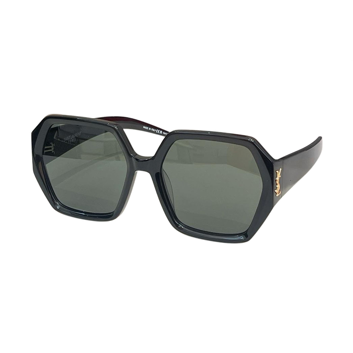 Saint Laurent square frame glasses black/leopard/blue-green/blue/ivory color Size 57口18-145