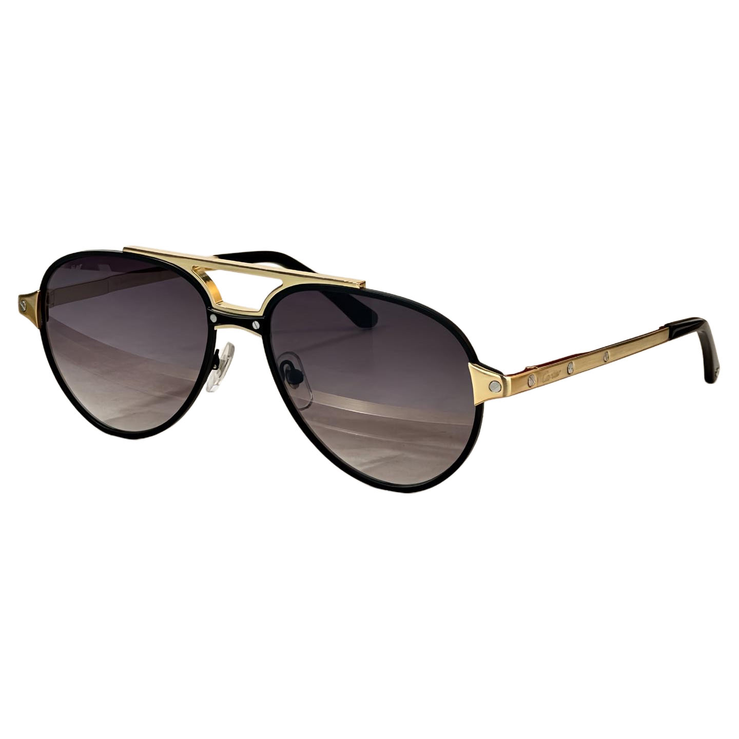 Cartier Pilot glasses black gold/tawny/grey silver/brown/black/brown black gold/grey black gold color Size 59口17-145