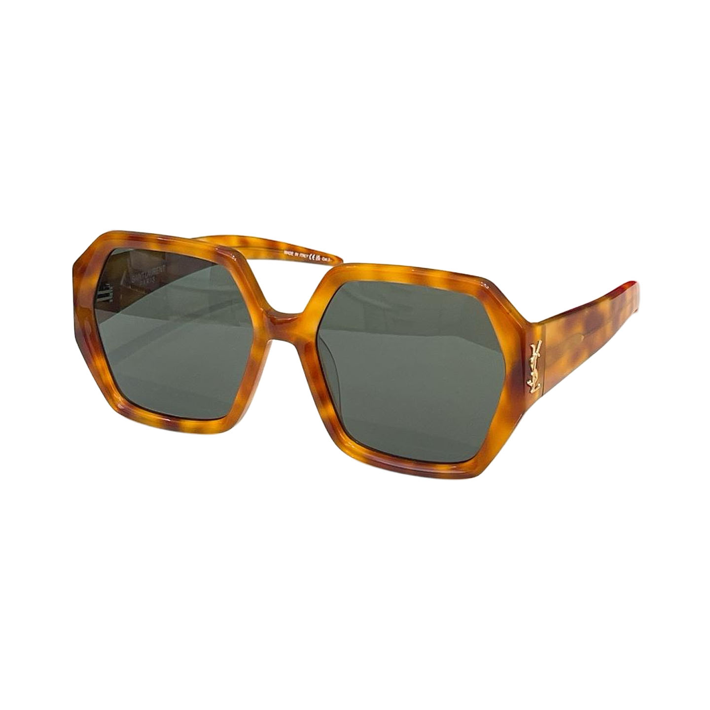 Saint Laurent square frame glasses black/leopard/blue-green/blue/ivory color Size 57口18-145