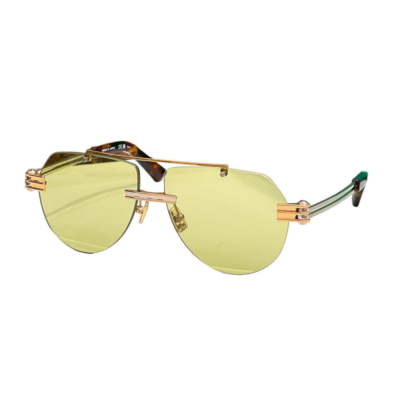 Bottega Veneta Pilot glasses blue/lime green/black/apricot/tawny/leopard brown color Size 51口23-140