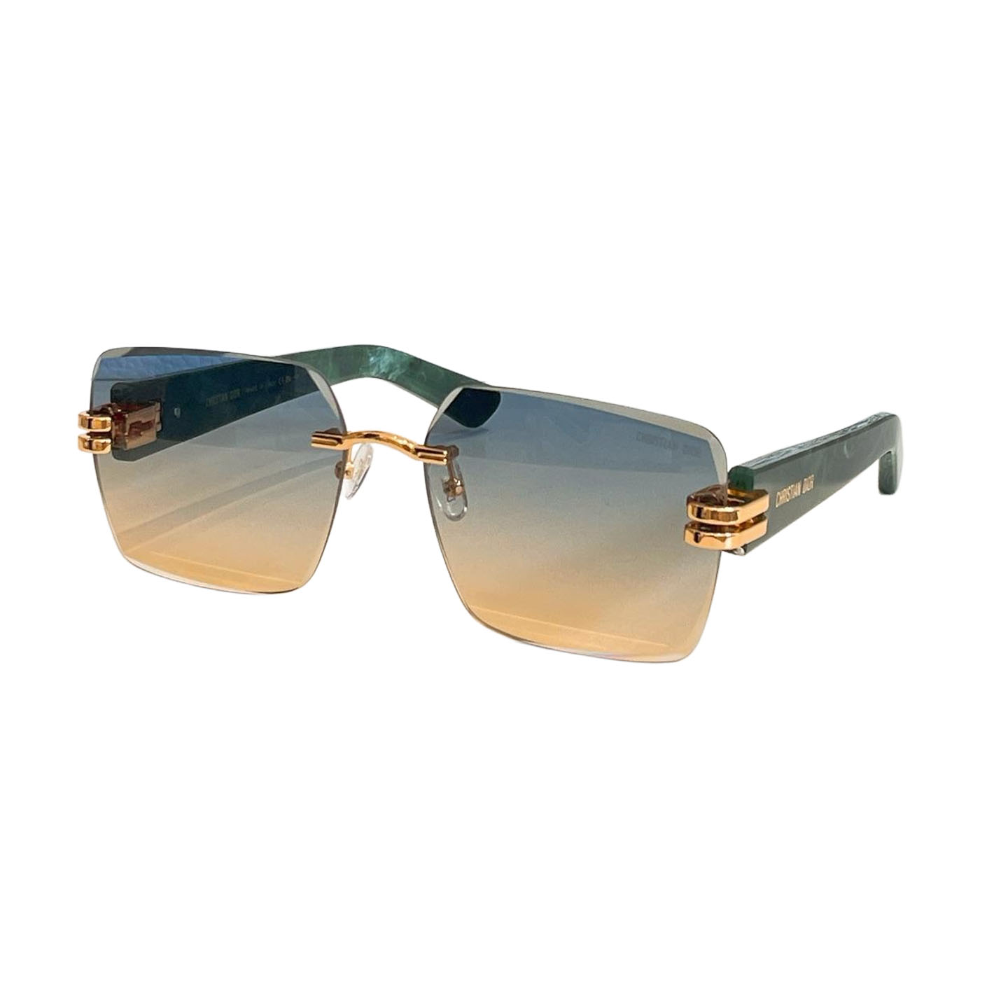 DIOR square frame glasses gradient color of green to orange/blue/black gold/white purple color Size 66口13-140