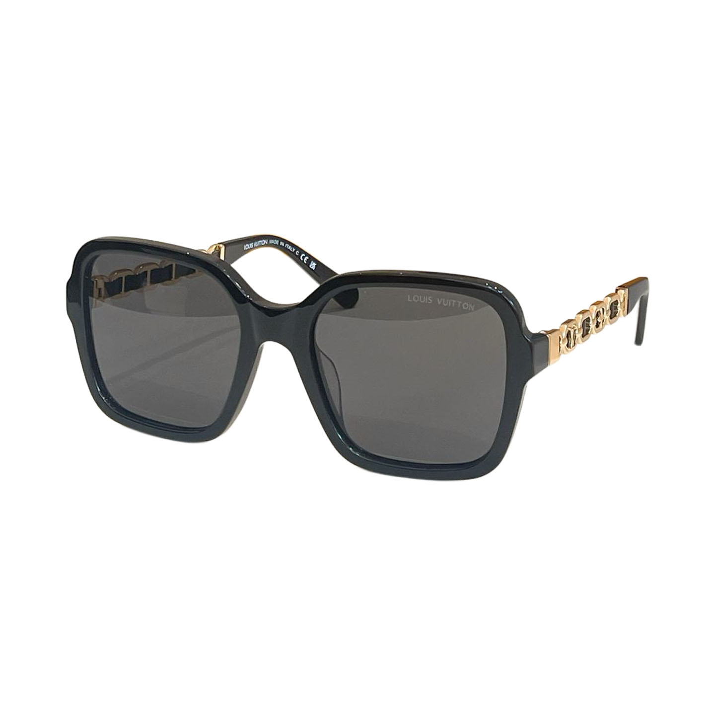 Louis Vuitton square frame glasses black gold/black silver/eggplant/purple pink/brown/sunset color Size 56口20-145
