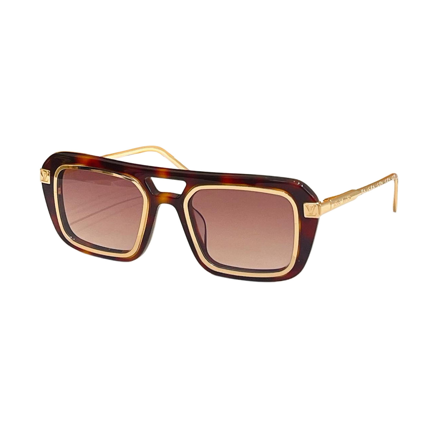 Louis Vuitton square frame glasses leopard gold/marine blue/black silver/black gold color Size 51口22-140