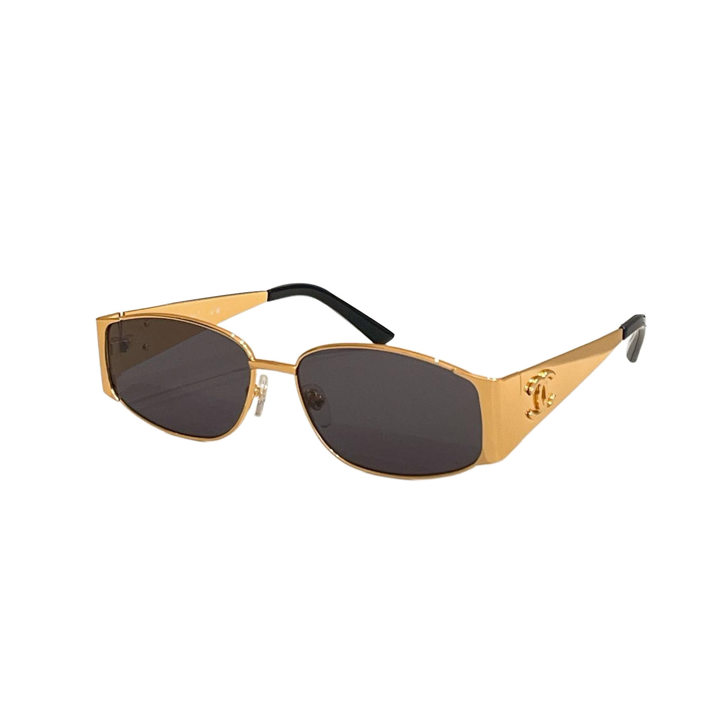 CHANEL square frame glasses gold/black gold/black silver/silver/gold transparent lenses/black color size 56口16-130