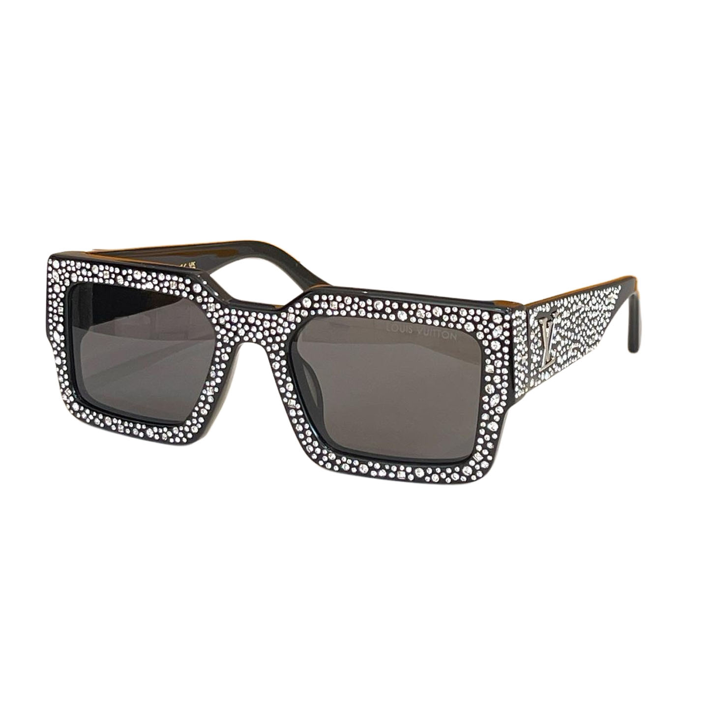 Louis Vuitton Square Glass pearls frame glasses black/eggplant/brown color Size 53口22-145