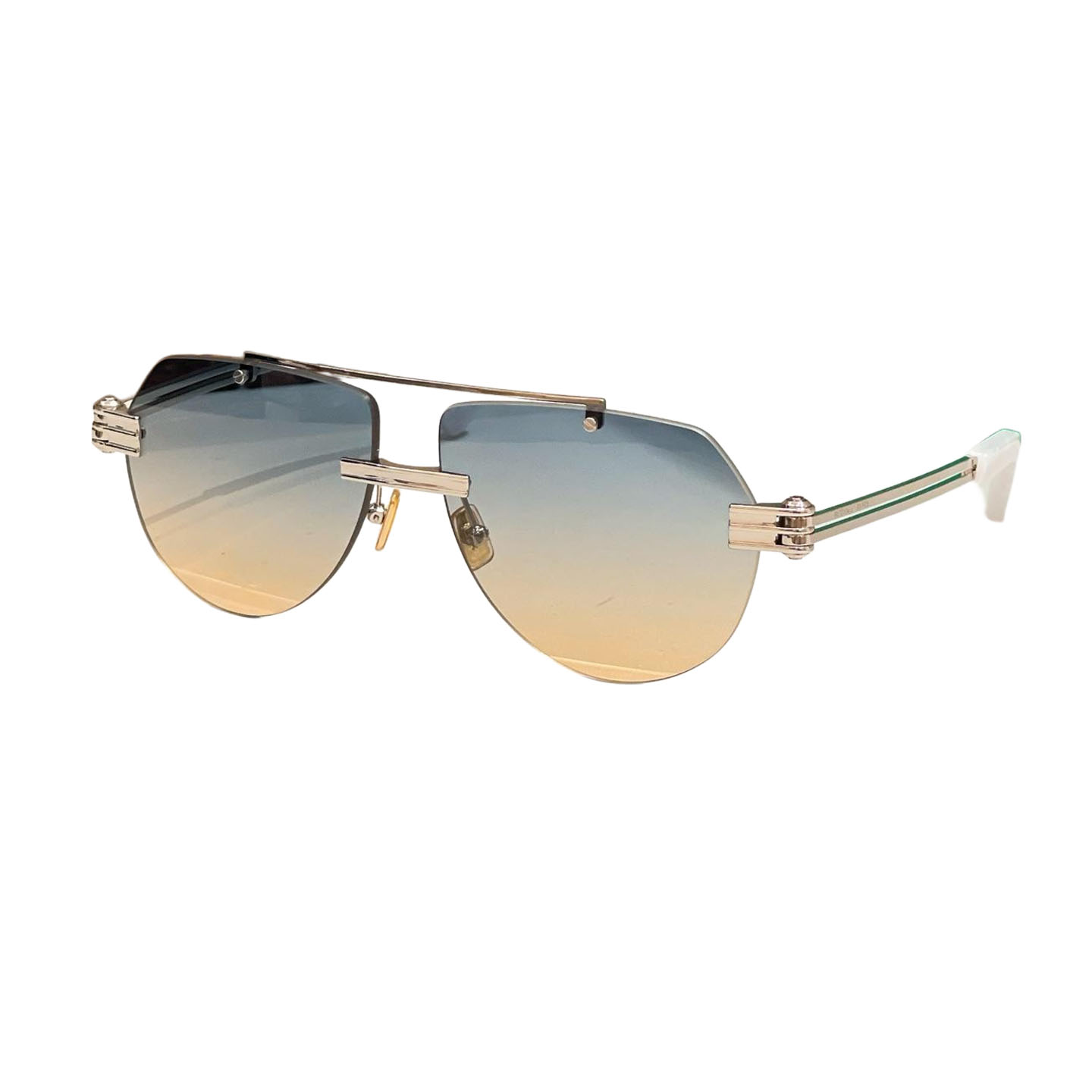 Bottega Veneta Pilot glasses blue/lime green/black/apricot/tawny/leopard brown color Size 51口23-140