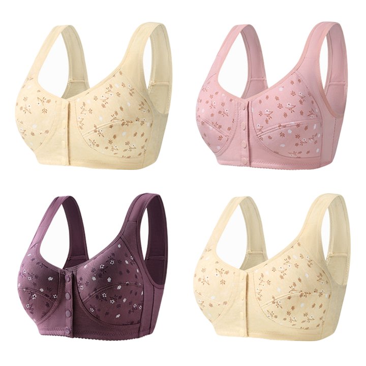 Wireless Front Button Cotton Plus Size Bra