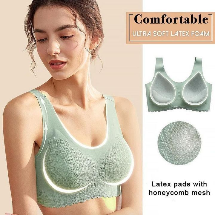 Wireless Push Up Comfort Shock-proof Latex Pad Lace Bra