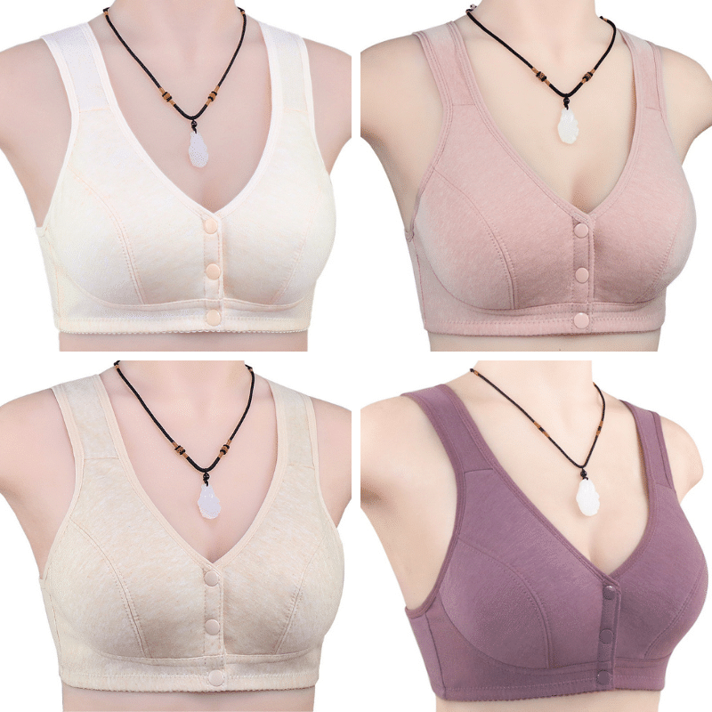 Solid Color Skin-friendly Cotton Front Button Bra