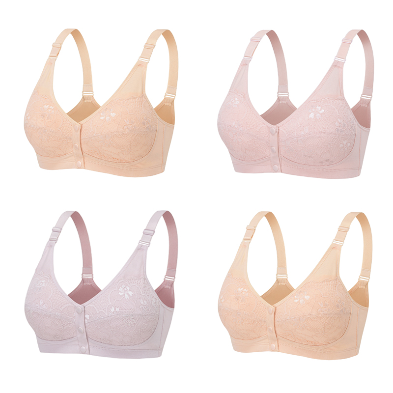 Women's Front Button Lace Bra Without Wire Bra