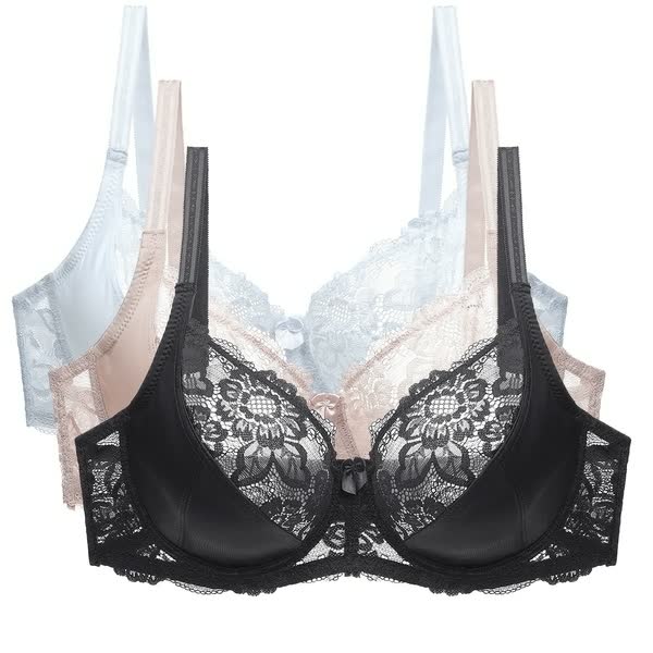 Fashion Casual All-fitting Lace See-through Bra Women's Underwear Underwire Embroidery Floral Bra Size-extended