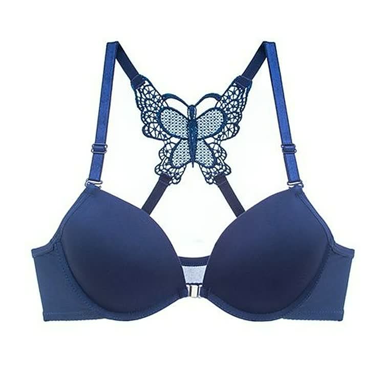 Front Button Beautiful Back Bra Young Girl Push-Up Small Breasts Adjustable Lace Bra