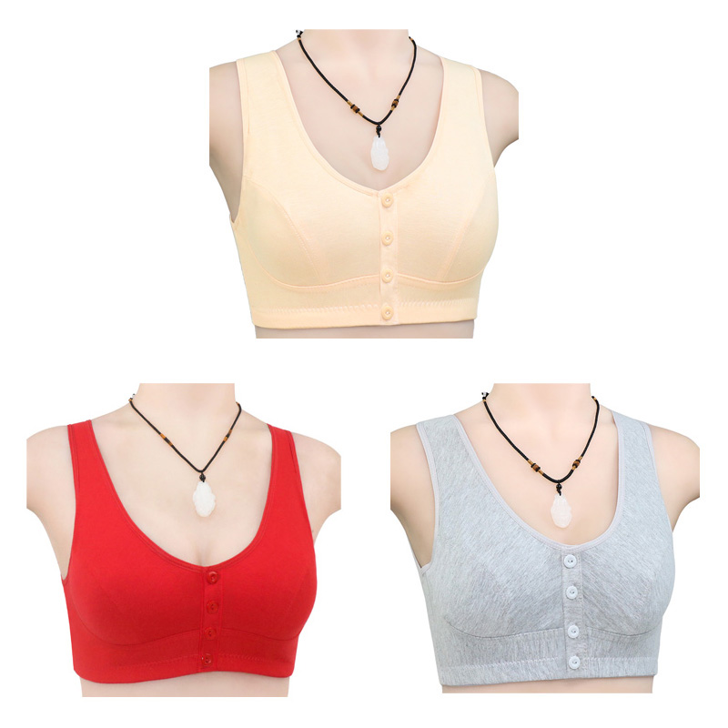 Plus Size Solid Color Front Button Underwear Plus Size Tank Bra